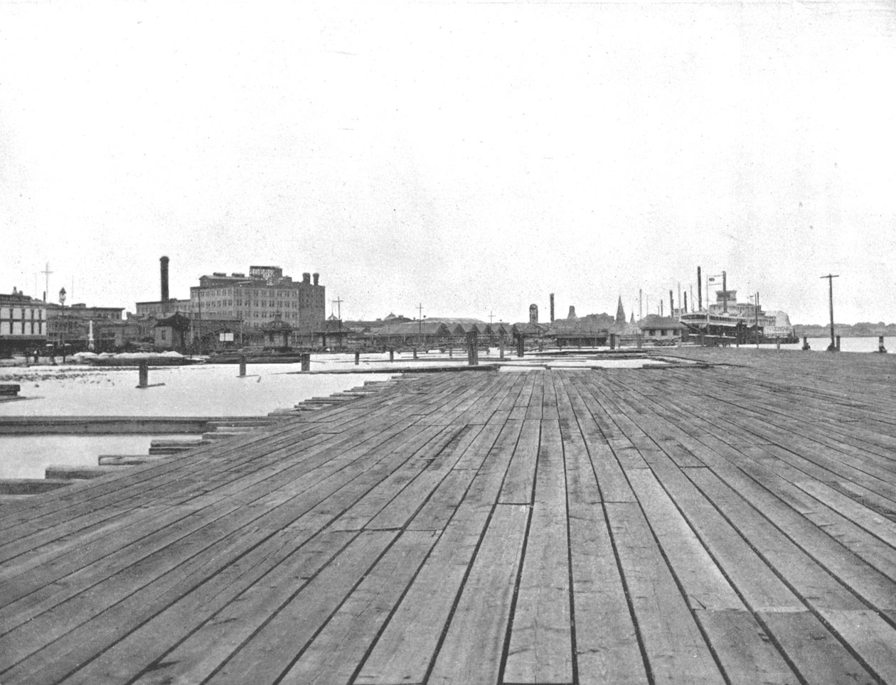 Levee und Dampfschiffanlegestelle, New Orleans, Louisiana, USA, ca. 1900 von Unbekannt