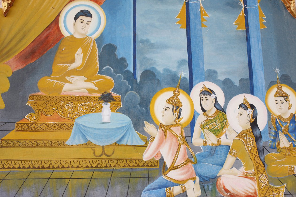 Leben des Buddha, Lehre des Dharma an seine Familie, Siem Reap, Kambodscha von Unbekannt