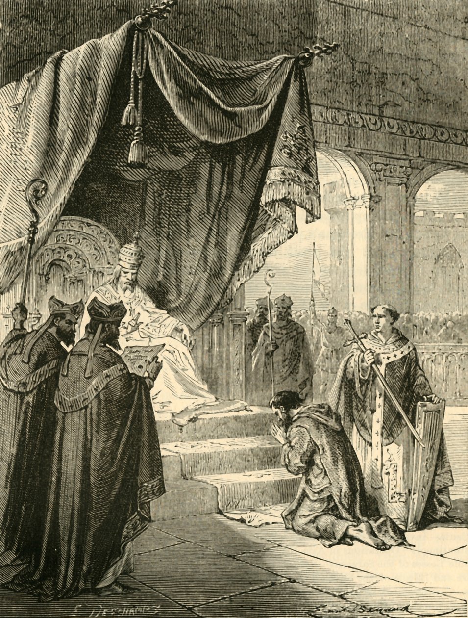 Ludwig der Fromme tut Buße für die Behandlung seines Neffen Bernhard, ca. 818, 1890 von Unbekannt