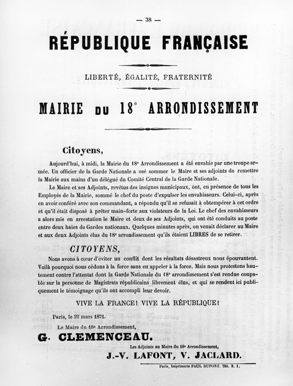 Mairie des 18. Arrondissements, aus Französische politische Plakate der Pariser Kommune, Mai 1871 von Unbekannt