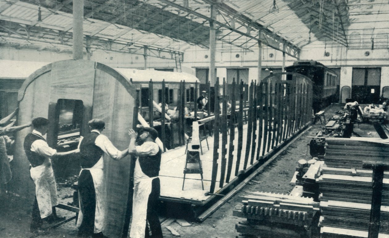 Herstellung eines Eisenbahnwagens, 1922 von Unbekannt