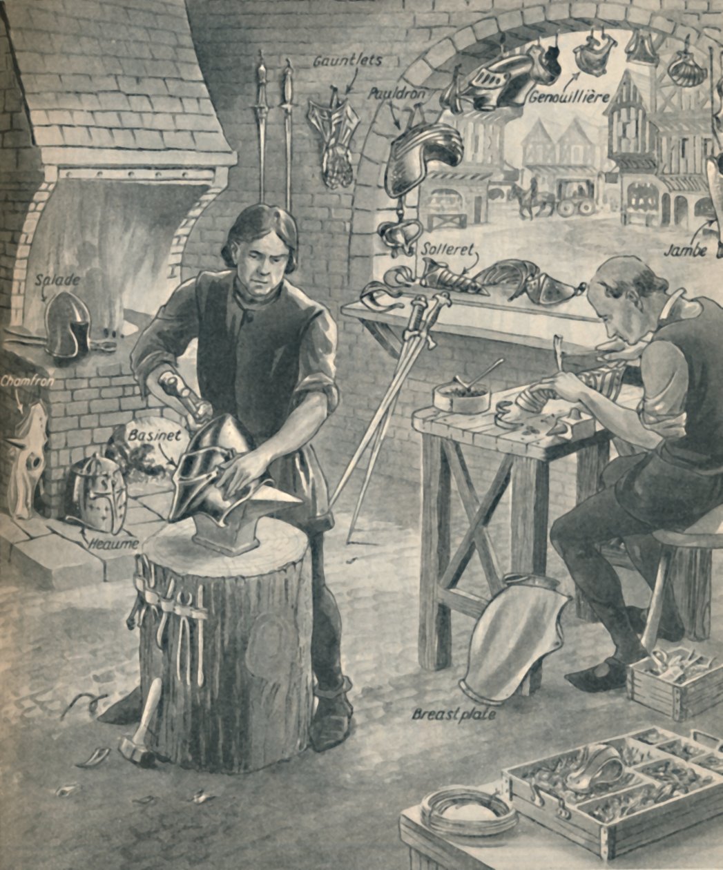 Rüstung für die Ritter von einst herstellen, um 1934 von Unbekannt