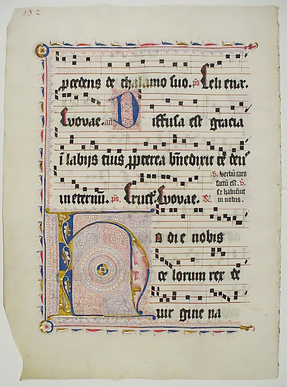 Manuskriptblatt mit Initiale H, aus einem Antiphonar, Deutsch, zweites Viertel des 15. Jahrhunderts von Unbekannt