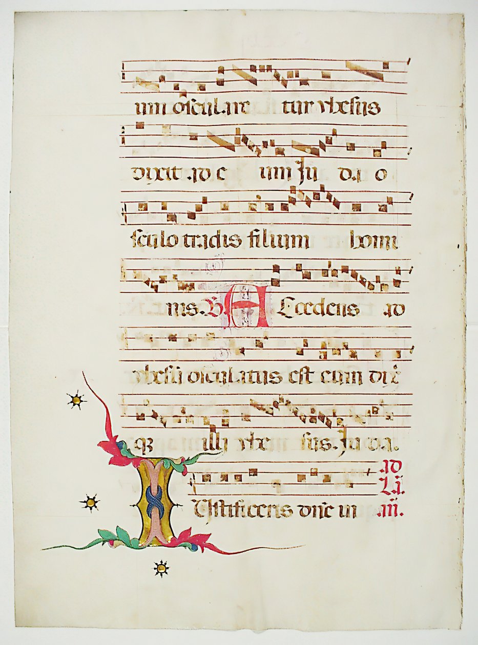 Manuskriptblatt mit Initiale I, aus einem Antiphonar, italienisch, 15. Jahrhundert von Unbekannt