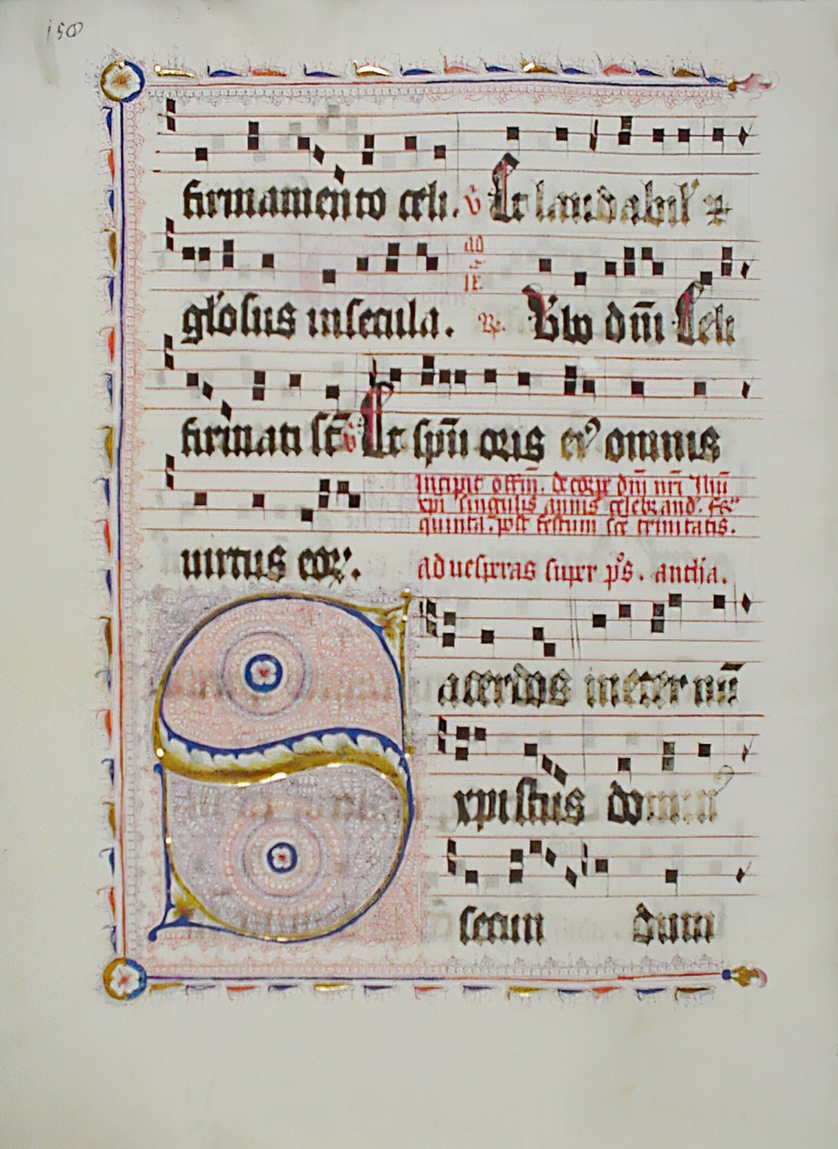 Manuskriptblatt mit Initiale S, aus einem Antiphonar, deutsch von Unbekannt