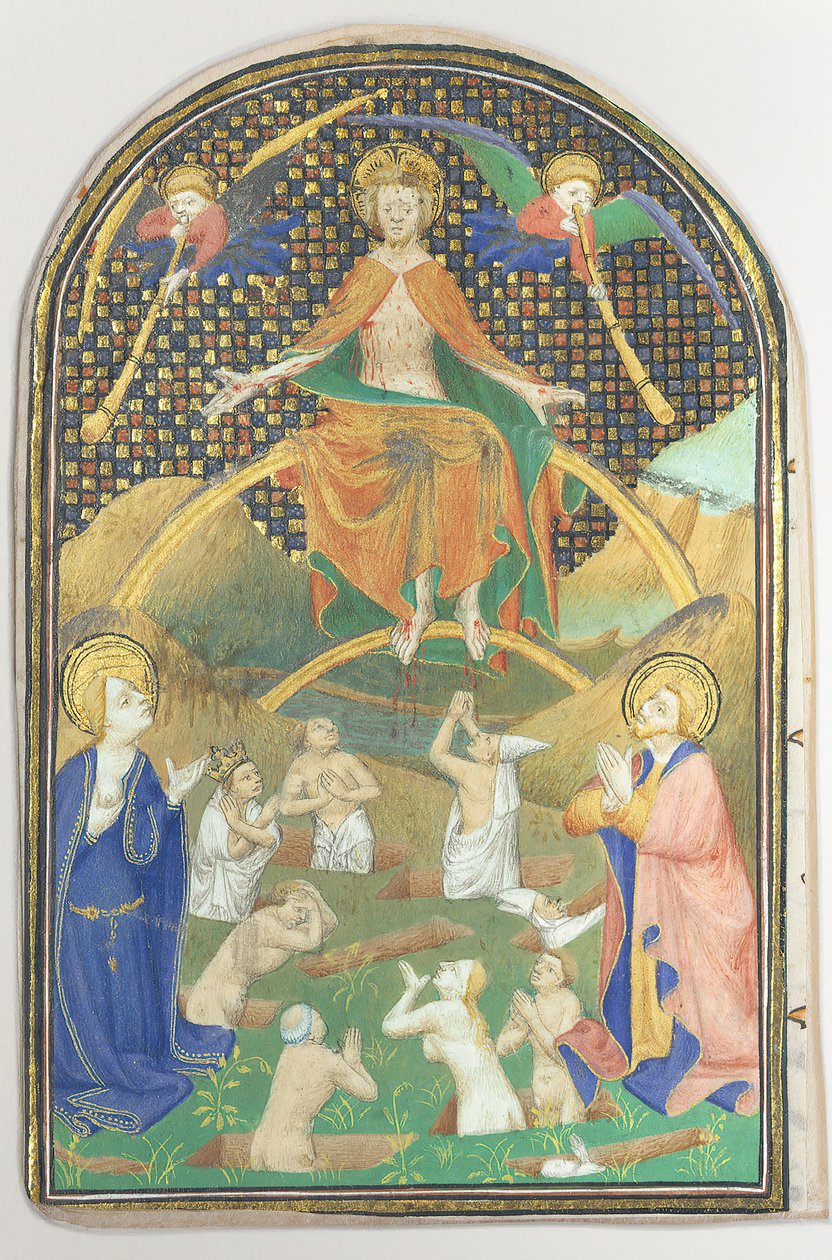 Manuskriptblatt mit dem Jüngsten Gericht, aus einem Stundenbuch von Unbekannt