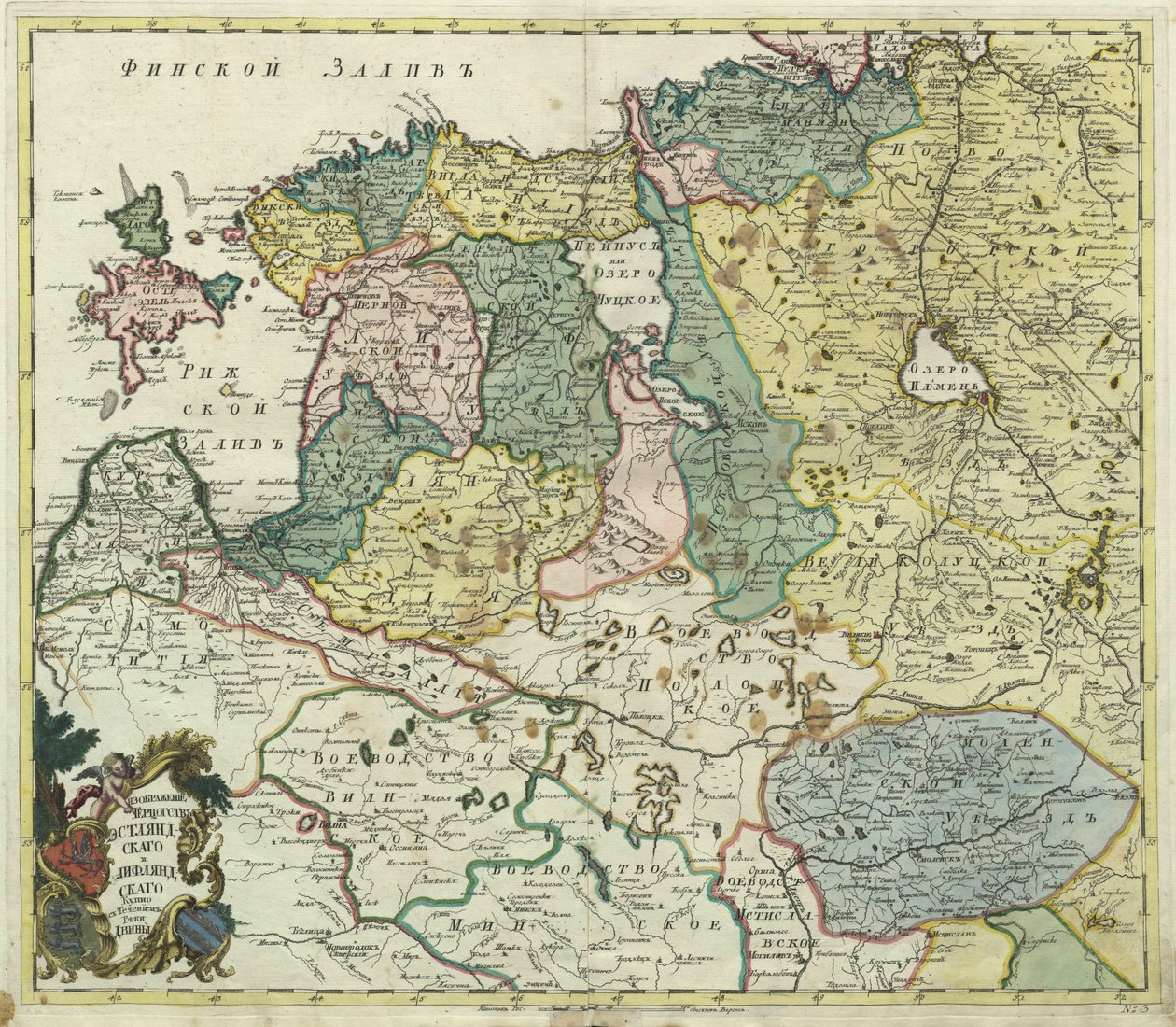 Karte von Estland und Livland, 1745 von Unbekannt