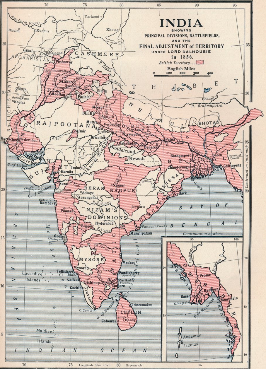 Karte von Indien im Jahr 1856 1906 von Unbekannt