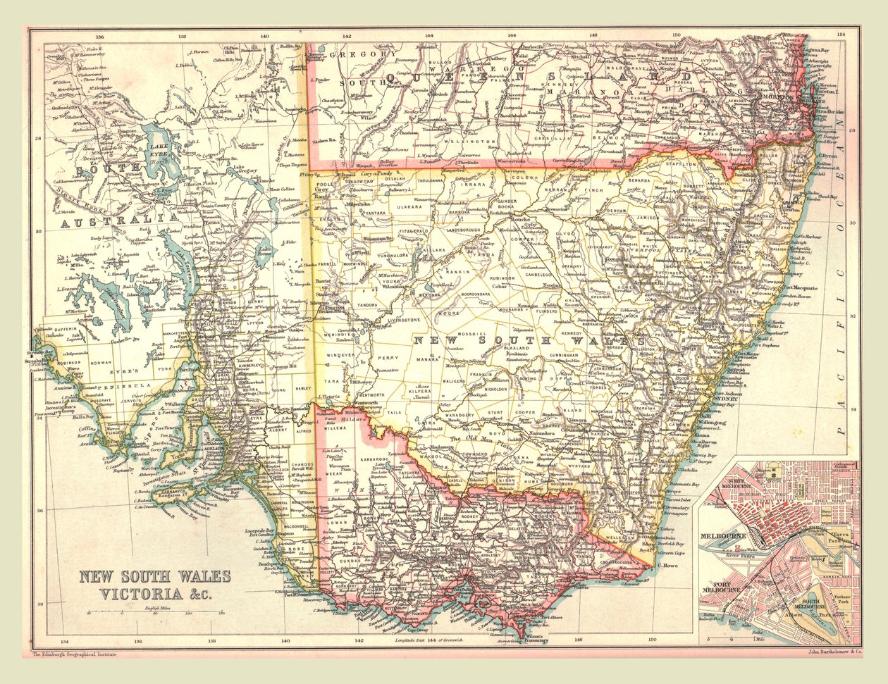 Karte von New South Wales und Victoria, 1902 von Unbekannt