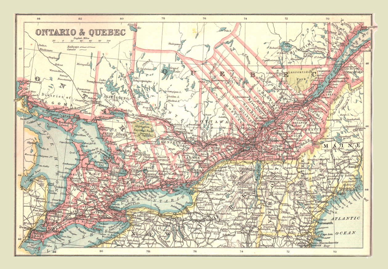 Karte von Ontario und Quebec, 1902 von Unbekannt