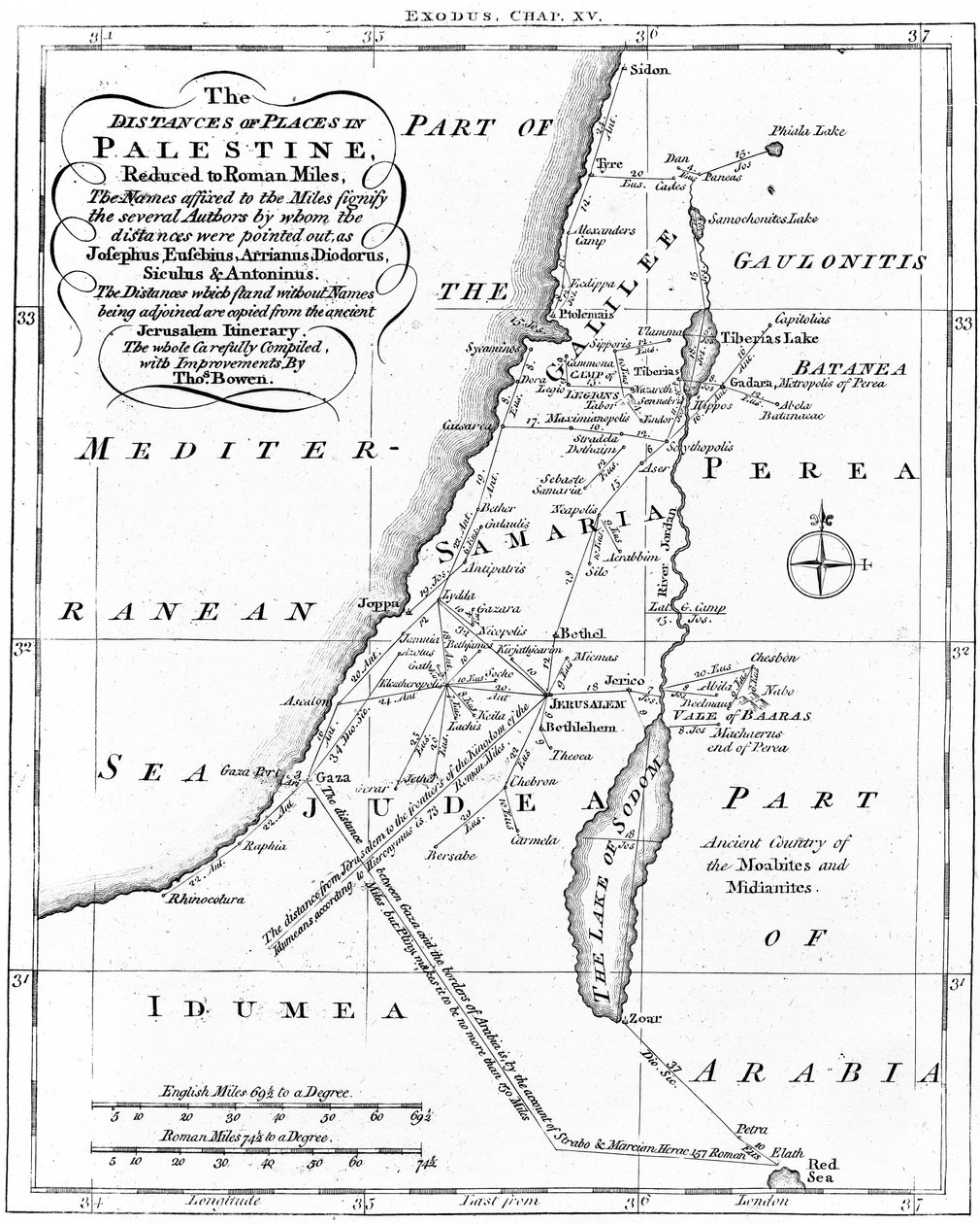 Karte von Palästina basierend auf antiken Autoren, ca. 1830 von Unbekannt