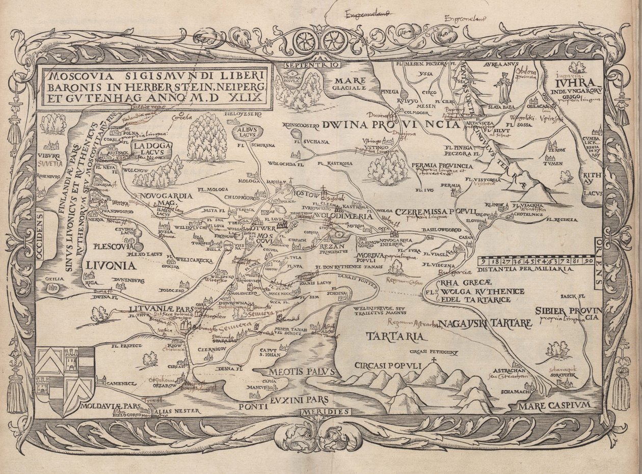 Karte von Russland aus: Rerum Moscoviticarum commentarii, 1556 von Unbekannt