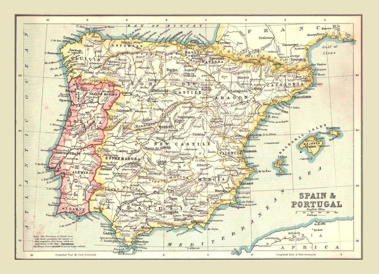Karte von Spanien und Portugal von Unbekannt