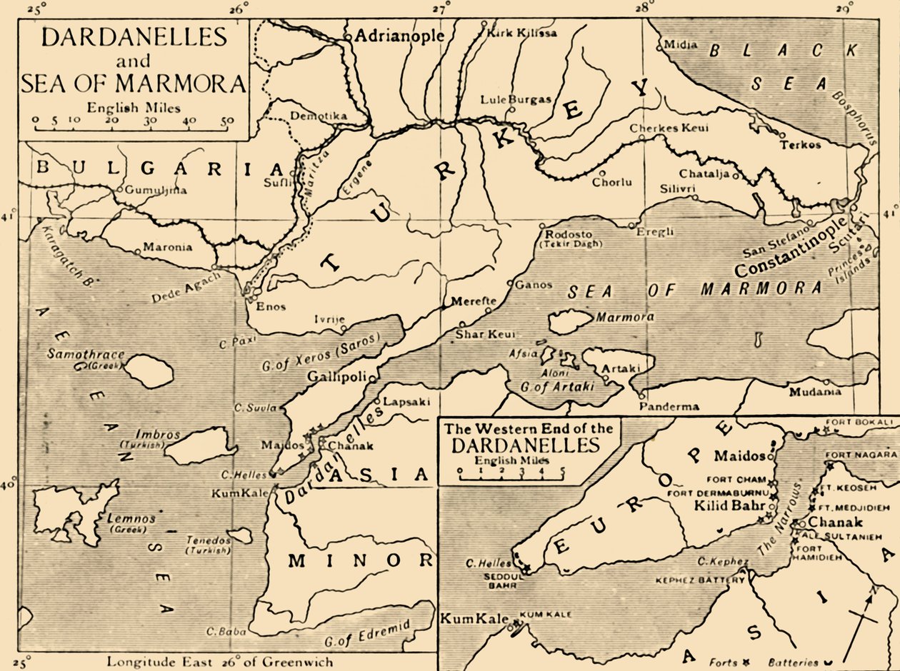 Karte der Dardanellen und des Marmarameers, ca. 1914, 1920 von Unbekannt