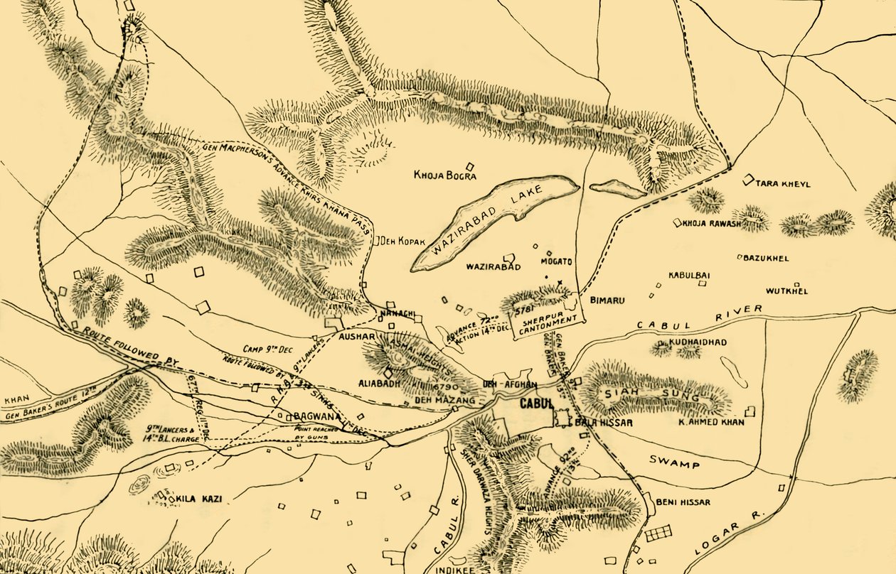 Karte der Kämpfe im Chardeh-Tal, 1901 von Unbekannt