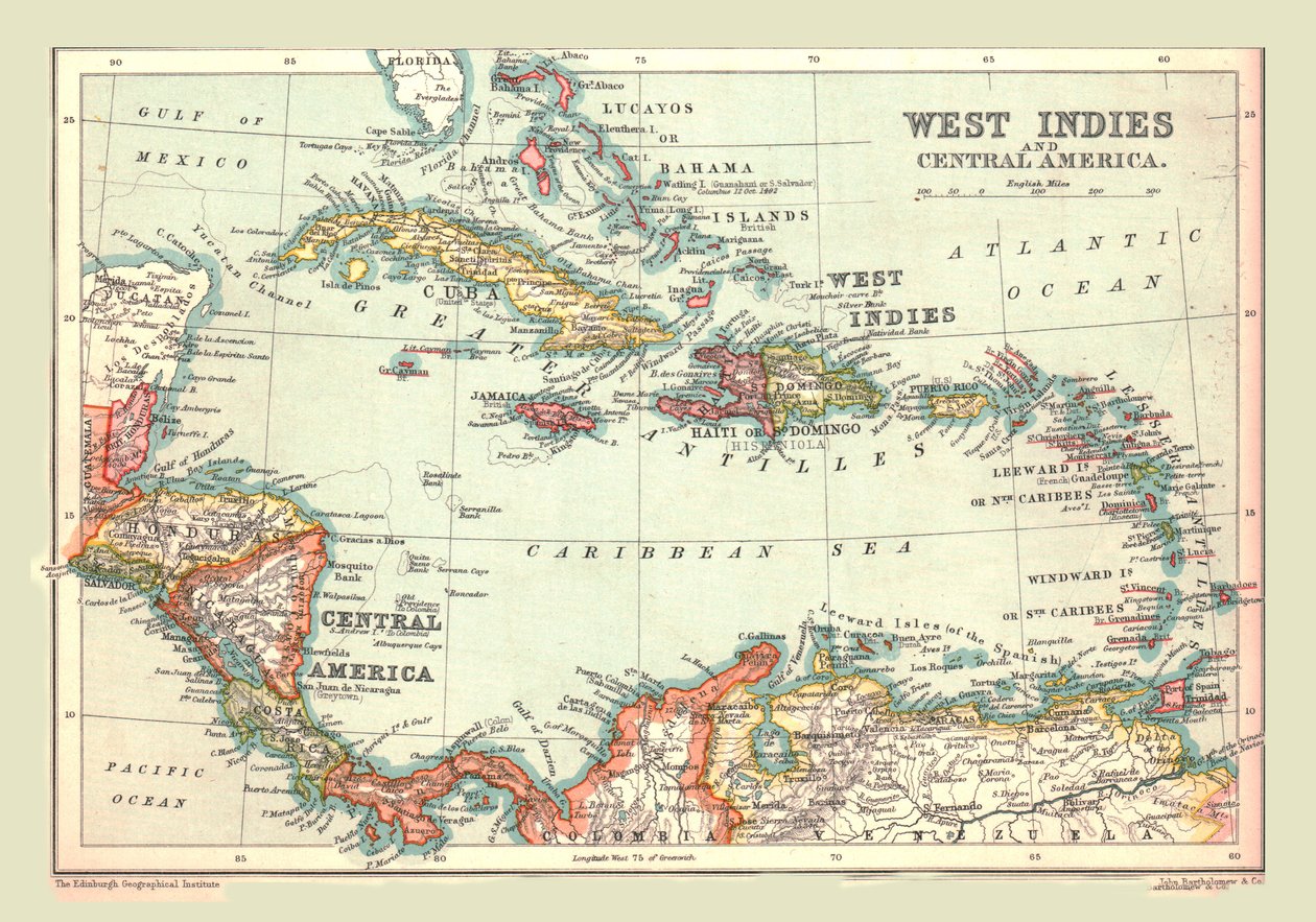 Karte der Westindischen Inseln und Zentralamerika, 1902 von Unbekannt
