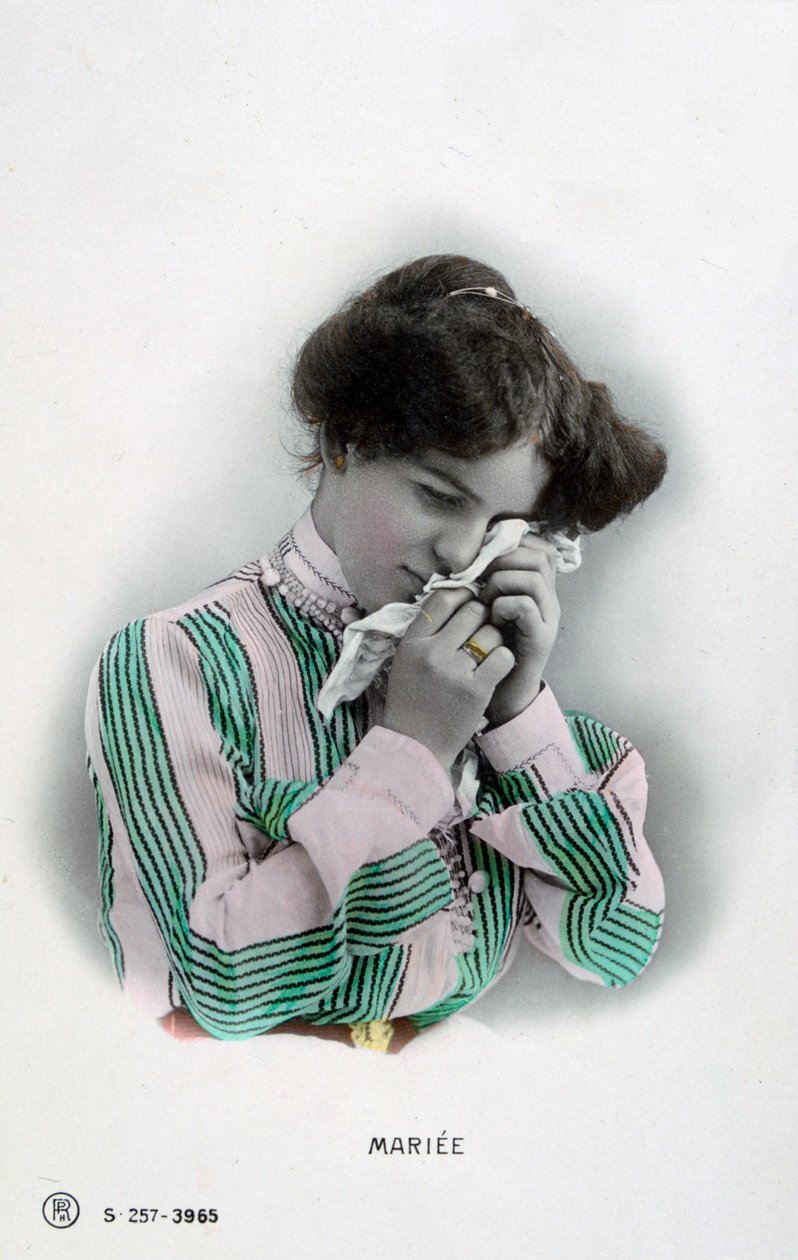 Verheiratet, französische Vintage-Postkarte, um 1900 von Unbekannt