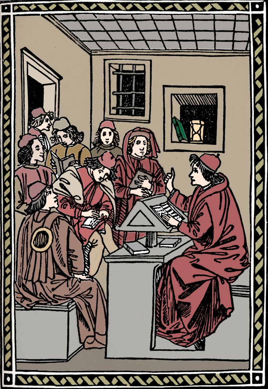 Meister mit seinen Schülern. Christoforo Landino, 1492, 1917 von Unbekannt