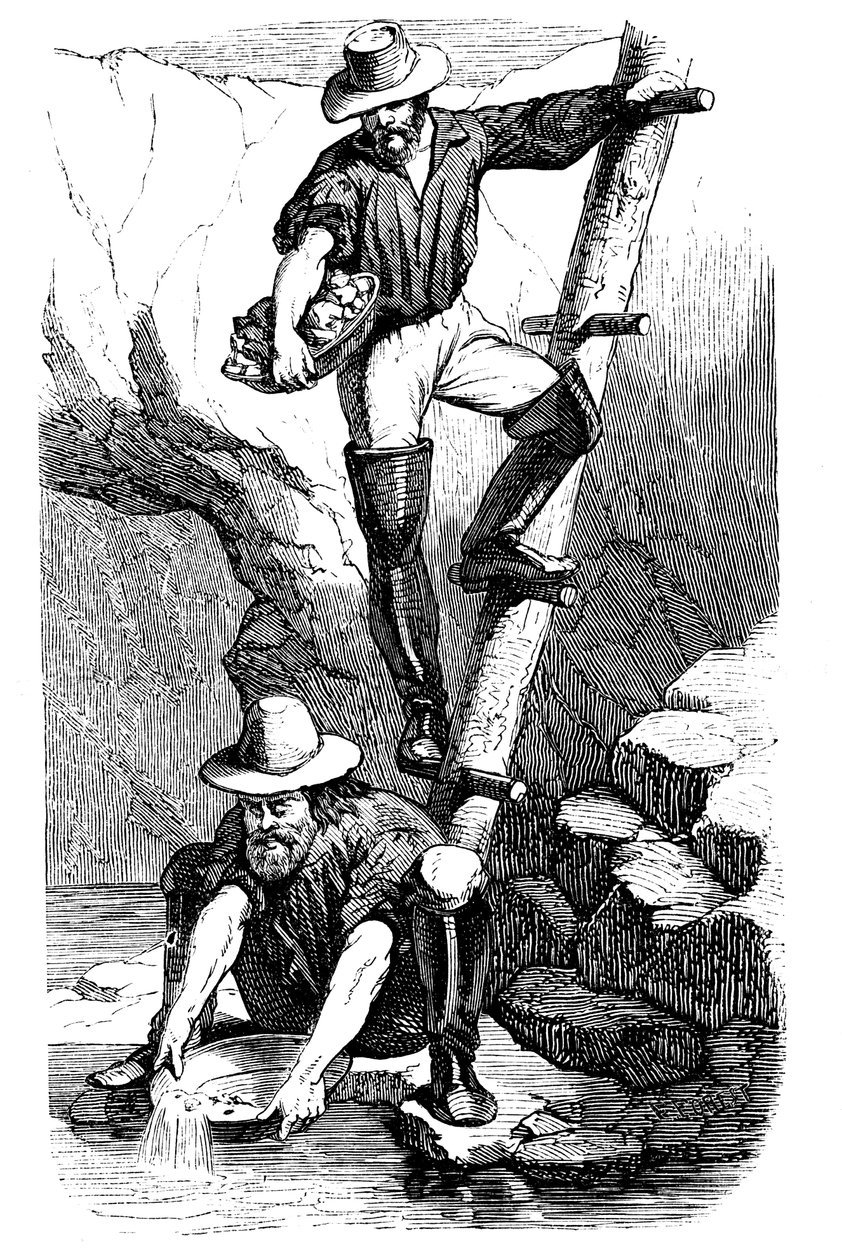 Goldsucher während des kalifornischen Goldrauschs, 1849 von Unbekannt