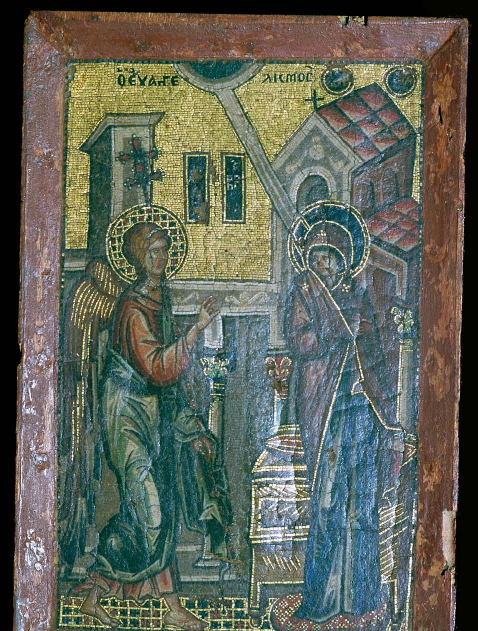 Miniatur-Byzantinisches Mosaik der Verkündigung, 14. Jahrhundert von Unbekannt