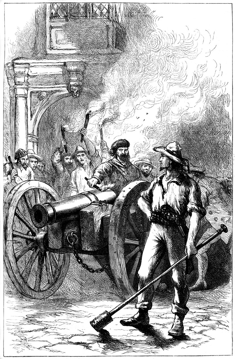 Mob feuert Kanone vor dem Gerichtsgebäude, in dem Alexander McLeod eingesperrt war, 1840 um 1880 von Unbekannt