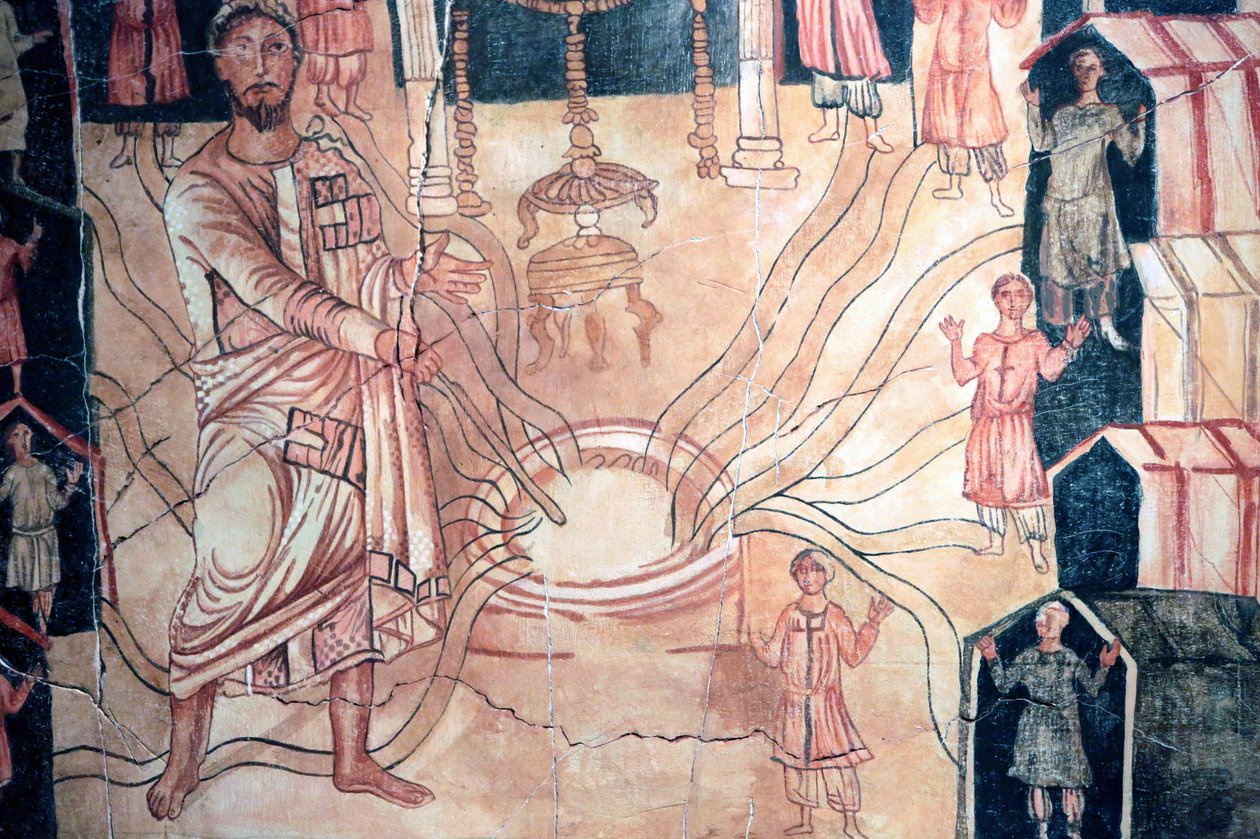 Moses am Brunnen von Meriba, Gemälde der Dura-Europos-Synagoge, 3. Jahrhundert n. Chr., Jüdisches Museum New York von Unbekannt