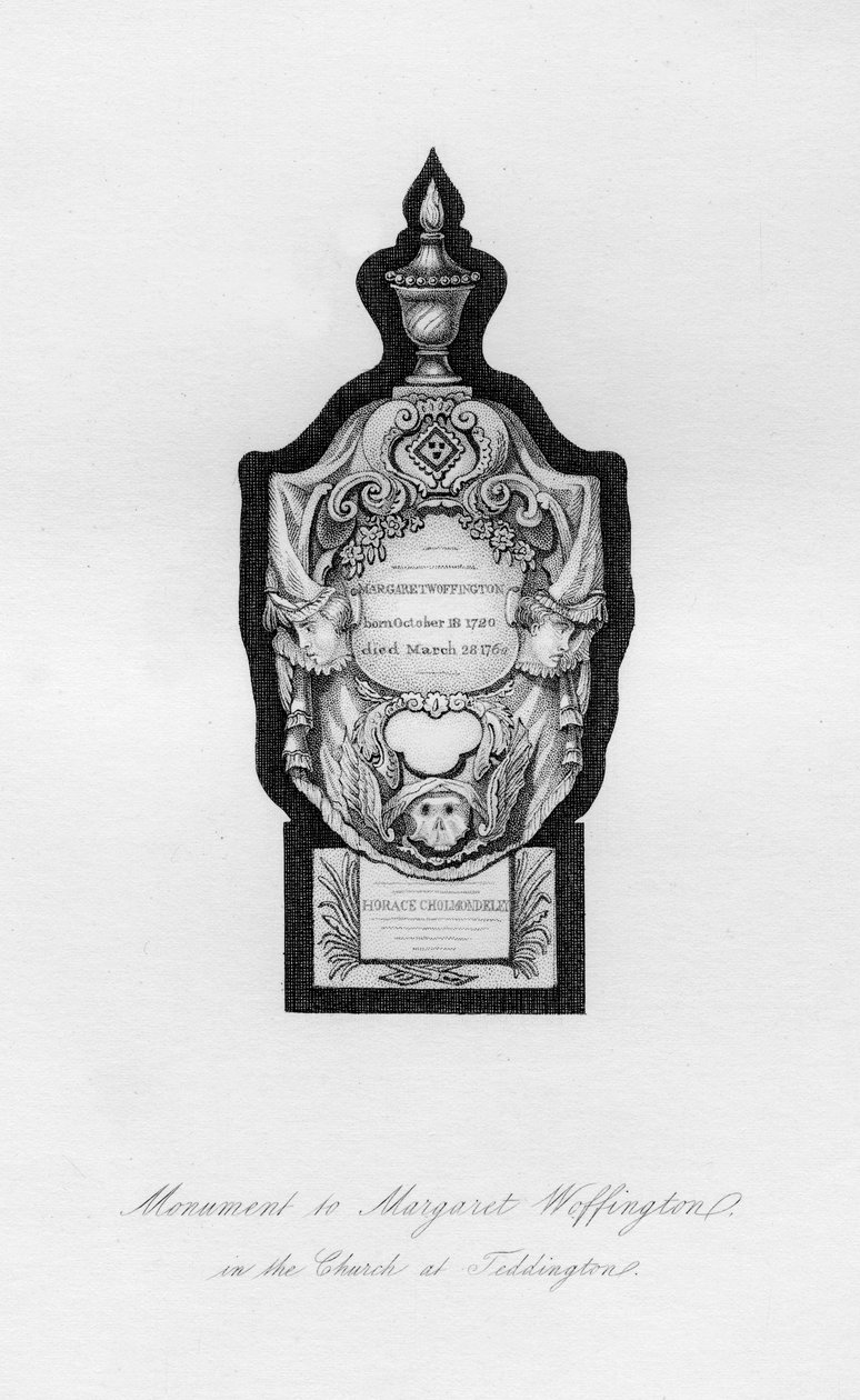 Denkmal für Margaret Woffington, die Schauspielerin, in Teddington, 18. Jahrhundert, 1840 von Unbekannt