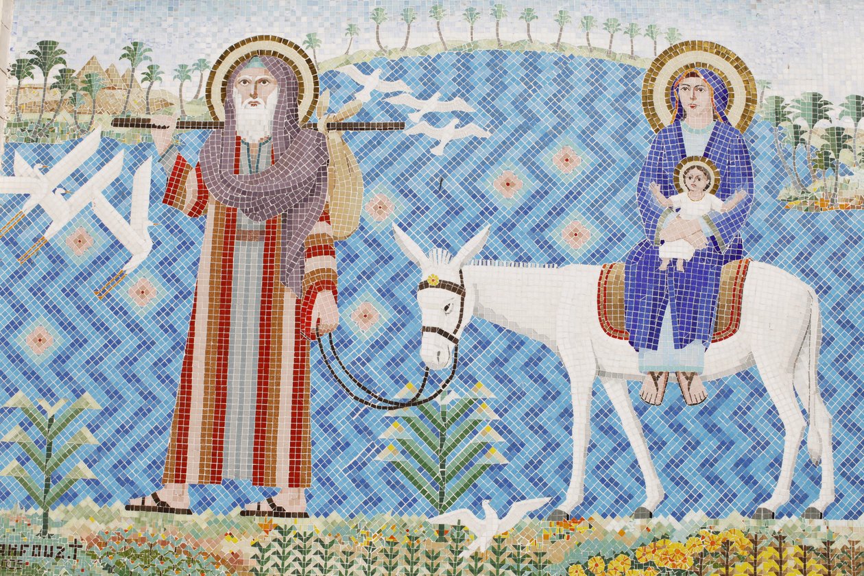 Mosaik in der El-Moallaqah koptisch-orthodoxen Kirche: Die Flucht nach Ägypten, Kairo, Ägypten von Unbekannt