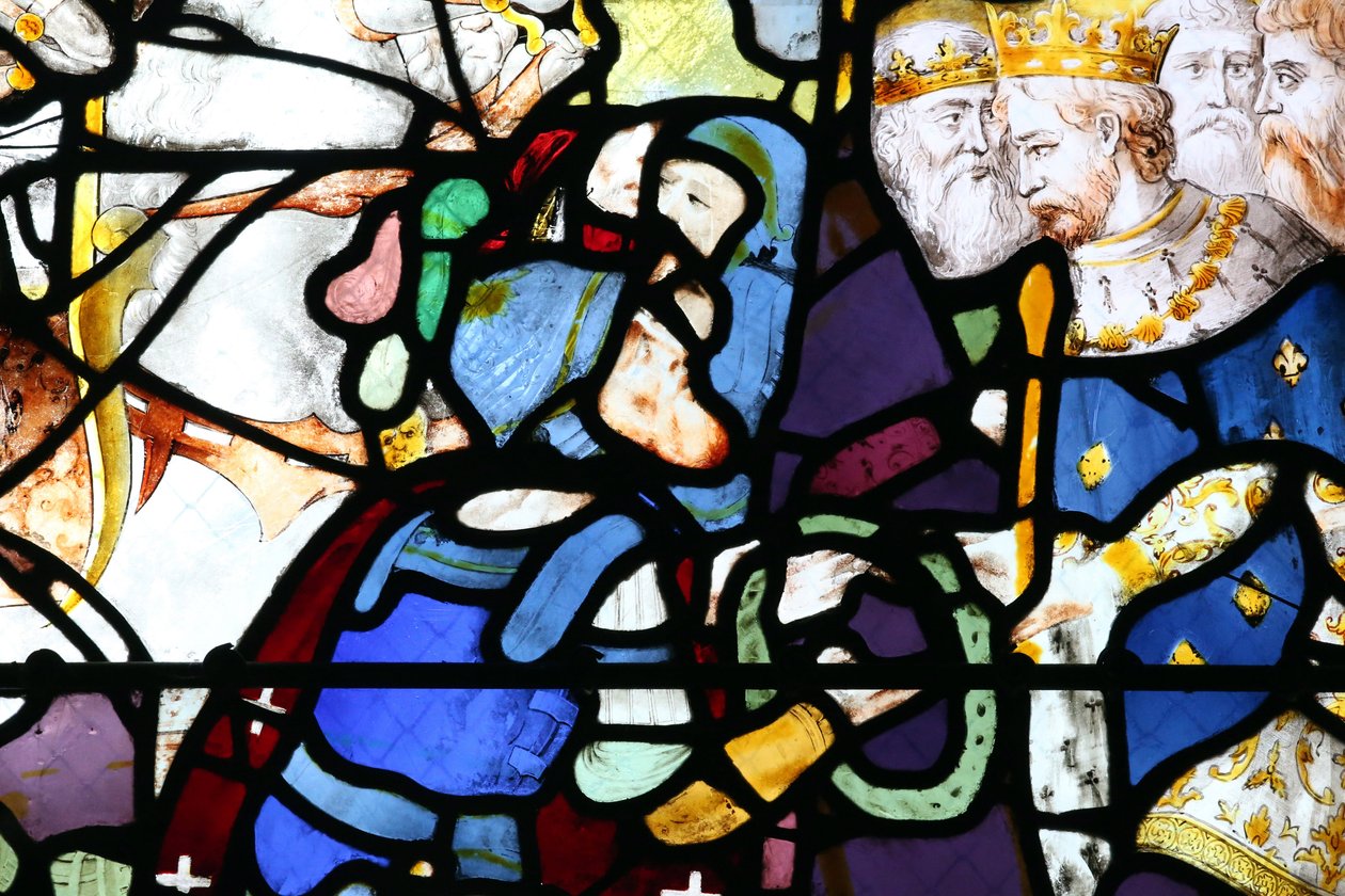 Kathedrale von Moulins. Glasfenster. Kreuzzüge. Heiliger Ludwig und die Dornenkrone, 20160603, Moulins, Europa von Unbekannt