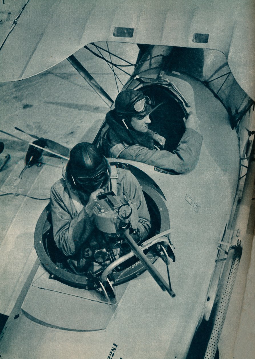 Bewegliche Kanone eines zweisitzigen Jagdflugzeugs, um 1935-1937 von Unbekannt