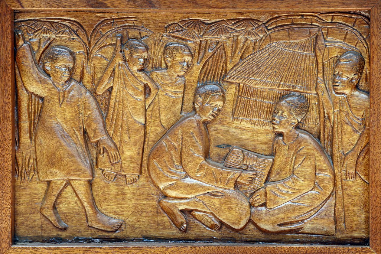 Namugongo-Katholiken-Märtyrer-Schrein, Kampala: Kirchenportalrelief, 20160217, Kampala, Uganda von Unbekannt