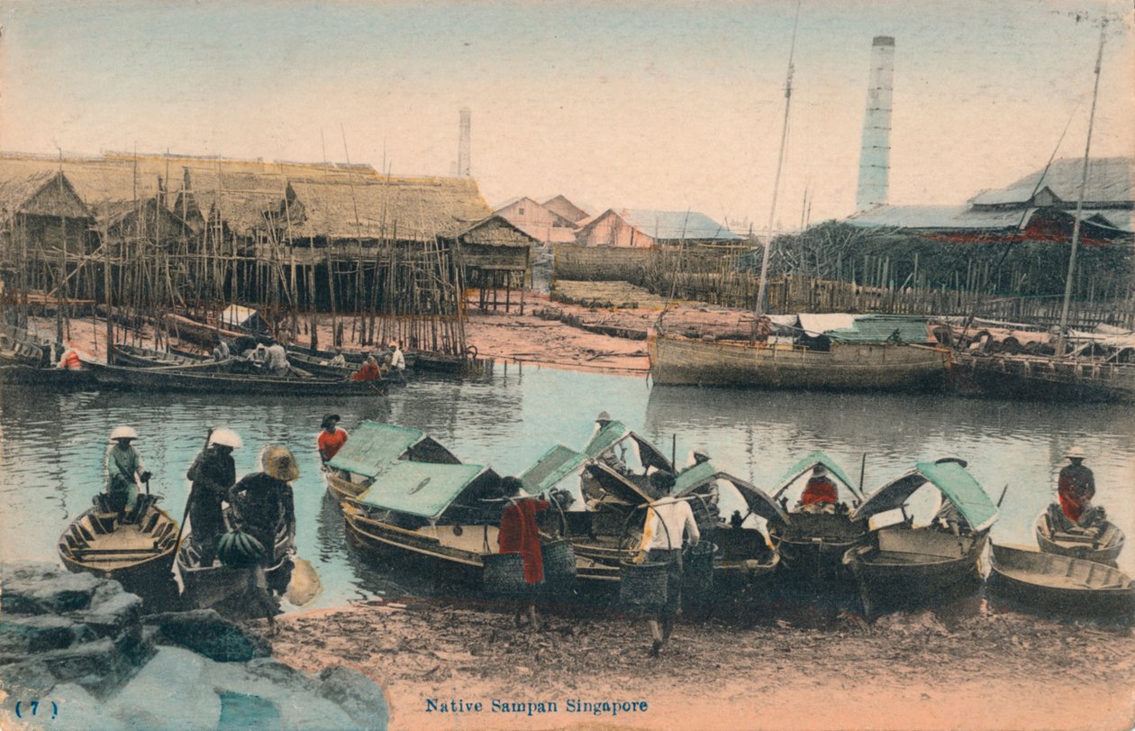Einheimischer Sampan, Singapur, um 1910 von Unbekannt