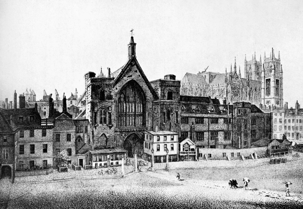 New Palace Yard, Westminster, im 18. Jahrhundert, um 1905 von Unbekannt