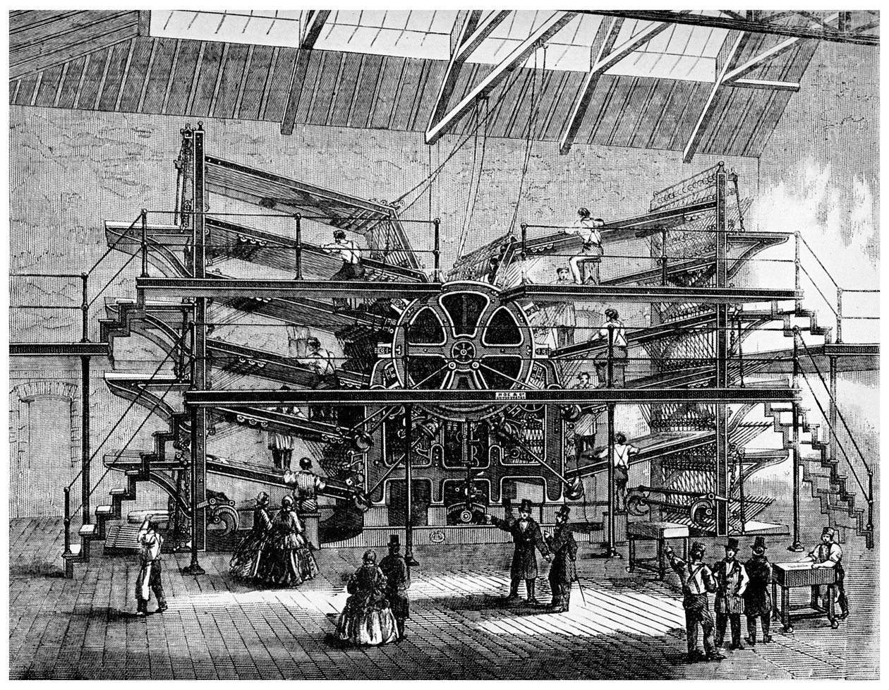 Zeitungsdruck auf einer zehn Fuß halbrotativen Maschine, 1860 von Unbekannt