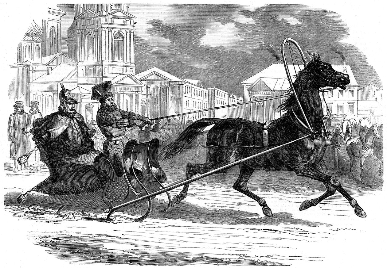 Nikolaus I. 1796-1855, Kaiser von Russland, in seiner Droschke, St. Petersburg, 1853 von Unbekannt