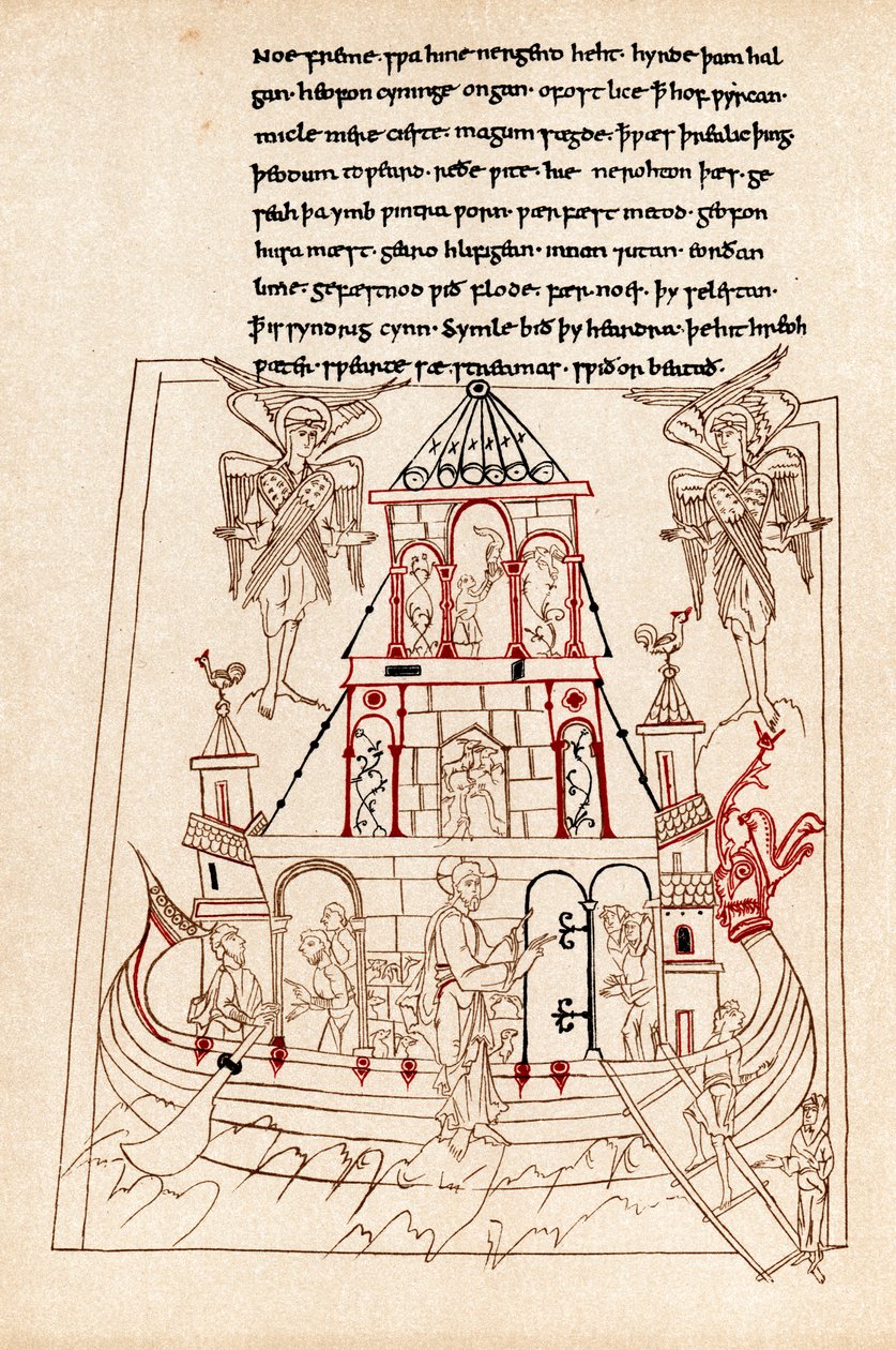 Noahs Arche in Form eines Wikingerschiffs mit Drachenbug von Unbekannt