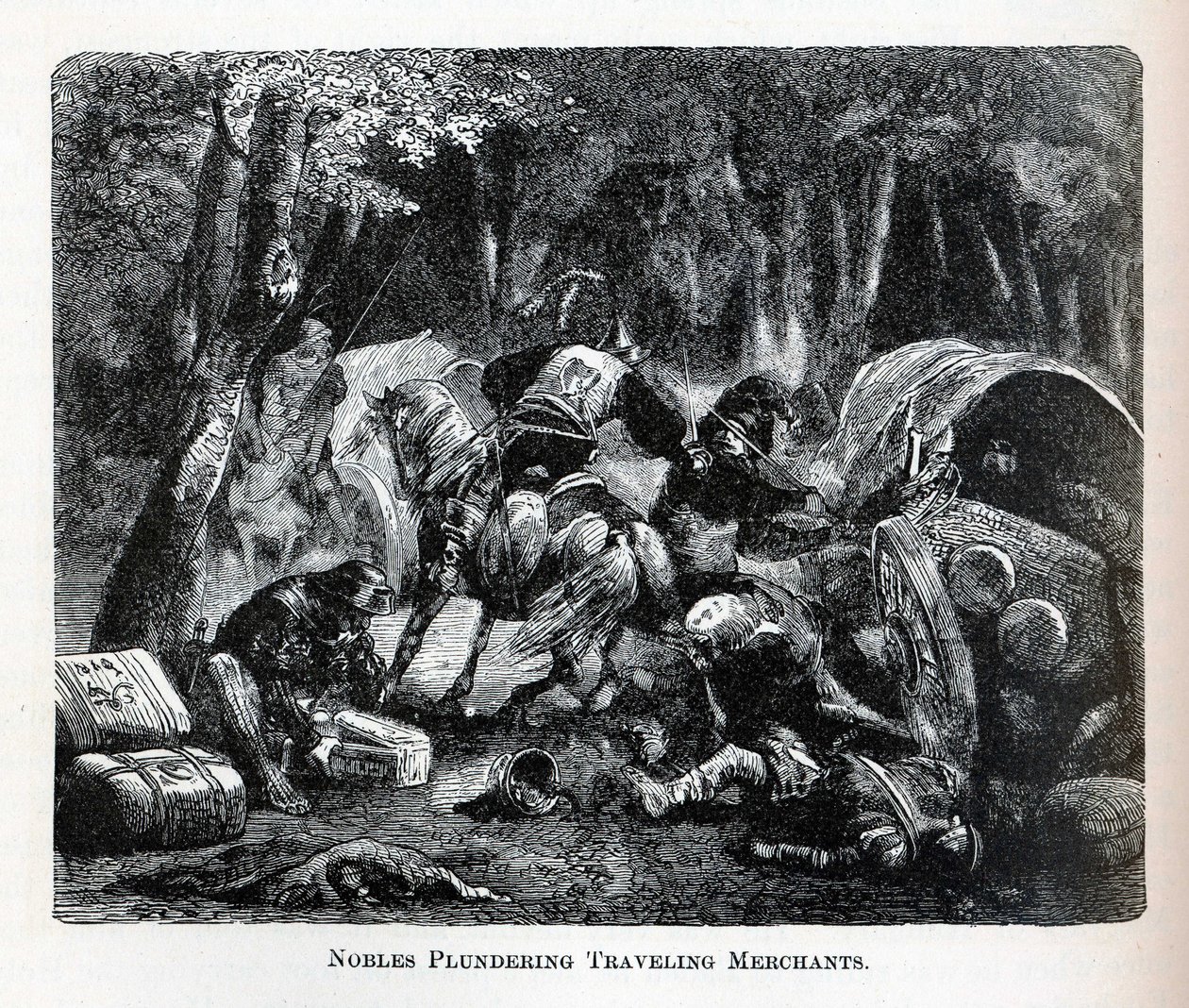 Adlige plündern reisende Händler, 1882 von Unbekannt