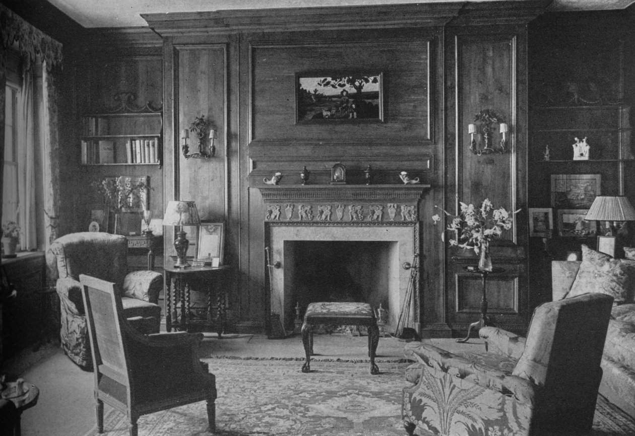 Alte georgische Vertäfelung im Büro von Miss Morgan, Haus von Miss Anne Morgan, New York City, 1924 von Unbekannt