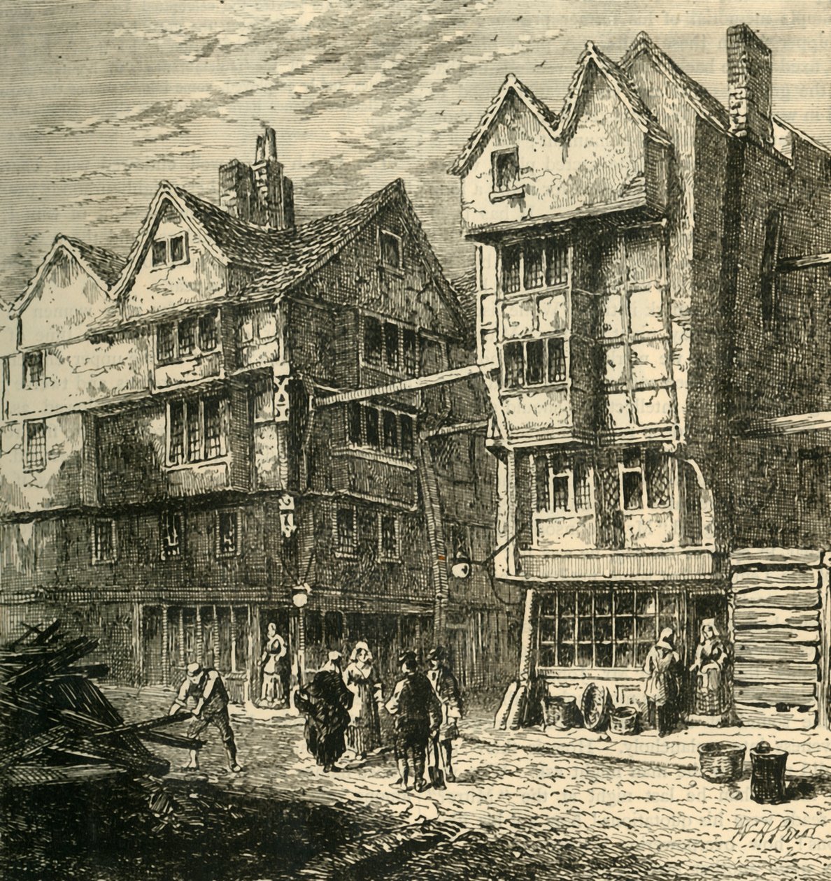 Alte Häuser, die früher in der Butchers Row standen, um 1800, 1881 von Unbekannt