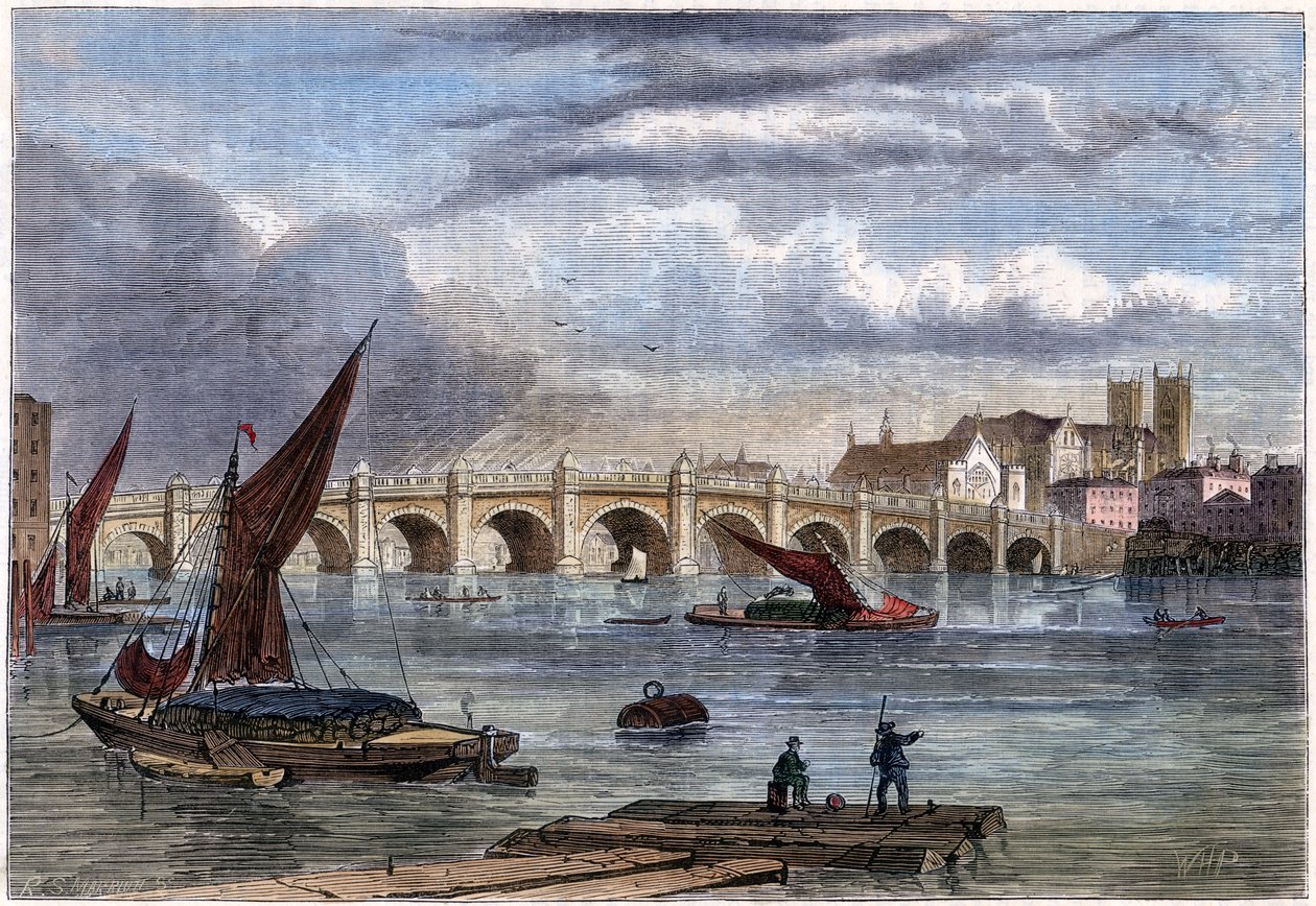 Alte Westminster-Brücke im Jahr 1754 von Unbekannt