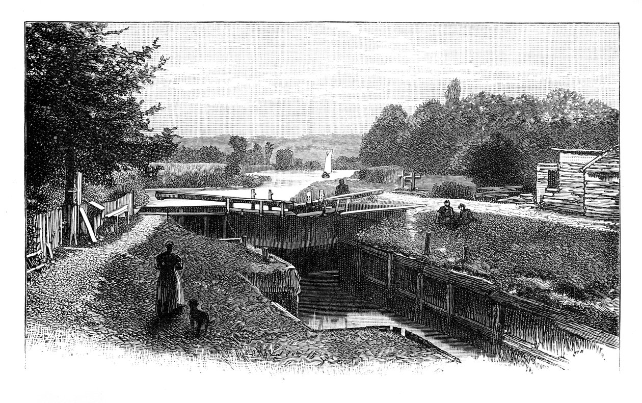 Old Windsor Lock, River Thames, Berkshire, um 1888 von Unbekannt
