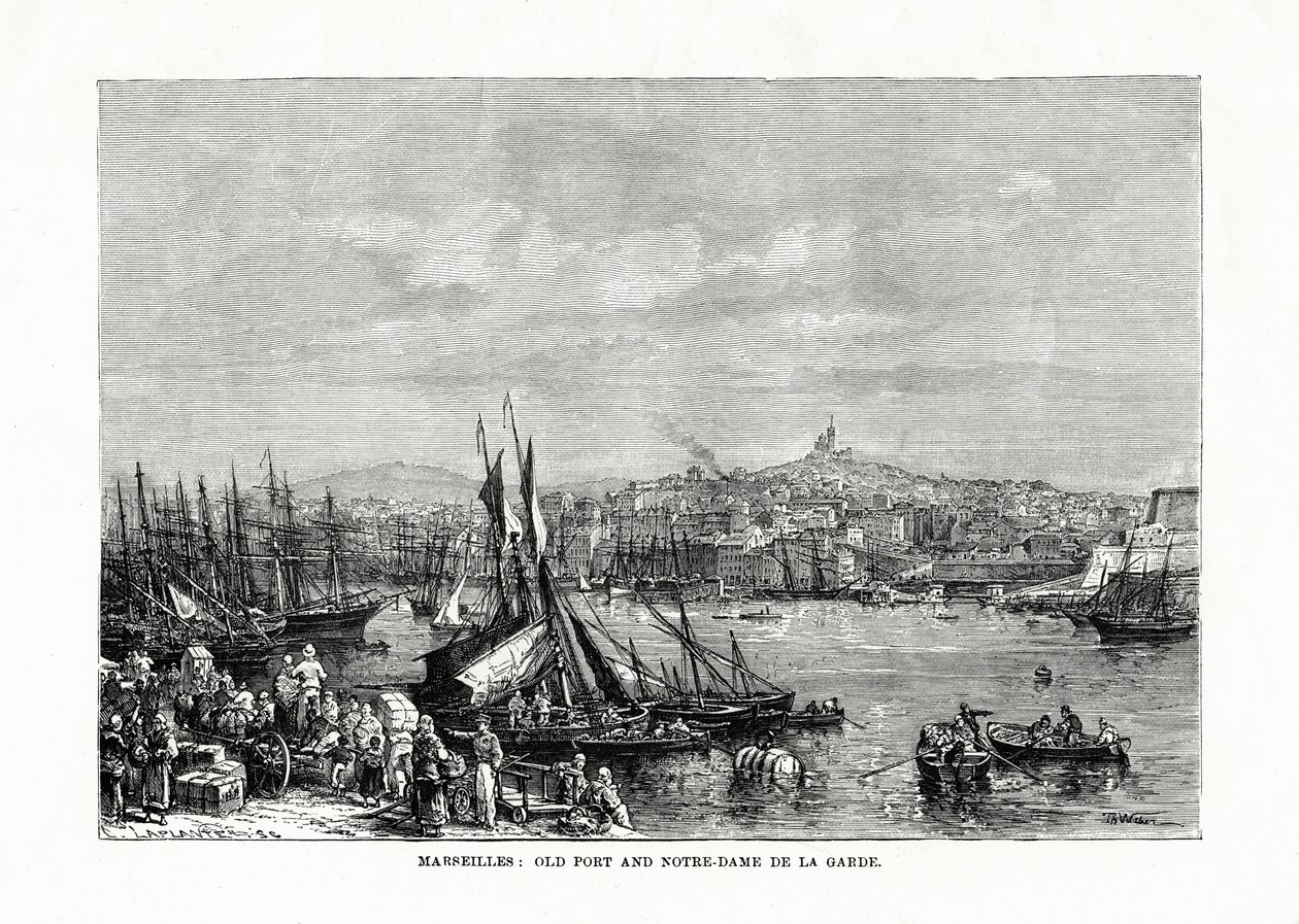 Alter Hafen und Notre Dame de la Garde, Marseille, Frankreich, 1879 von Unbekannt