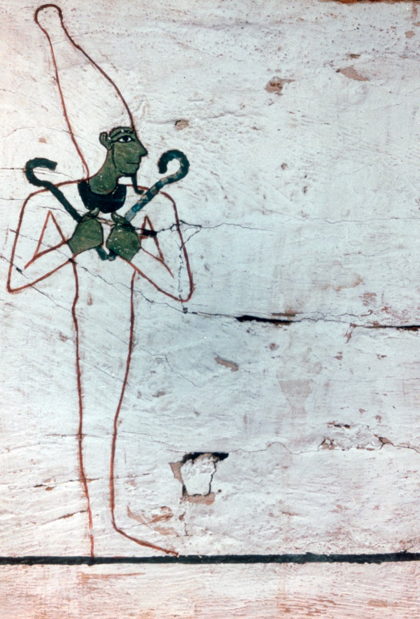 Osiris, der Gott des Todes, Detail des Sarkophags der Dame von Madja, 18. Dynastie von Unbekannt