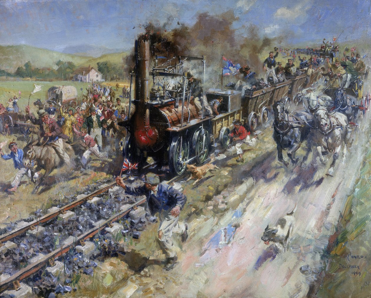 Eröffnung der ersten öffentlichen Eisenbahnlinie Stockton und Darlington Railway von Unbekannt