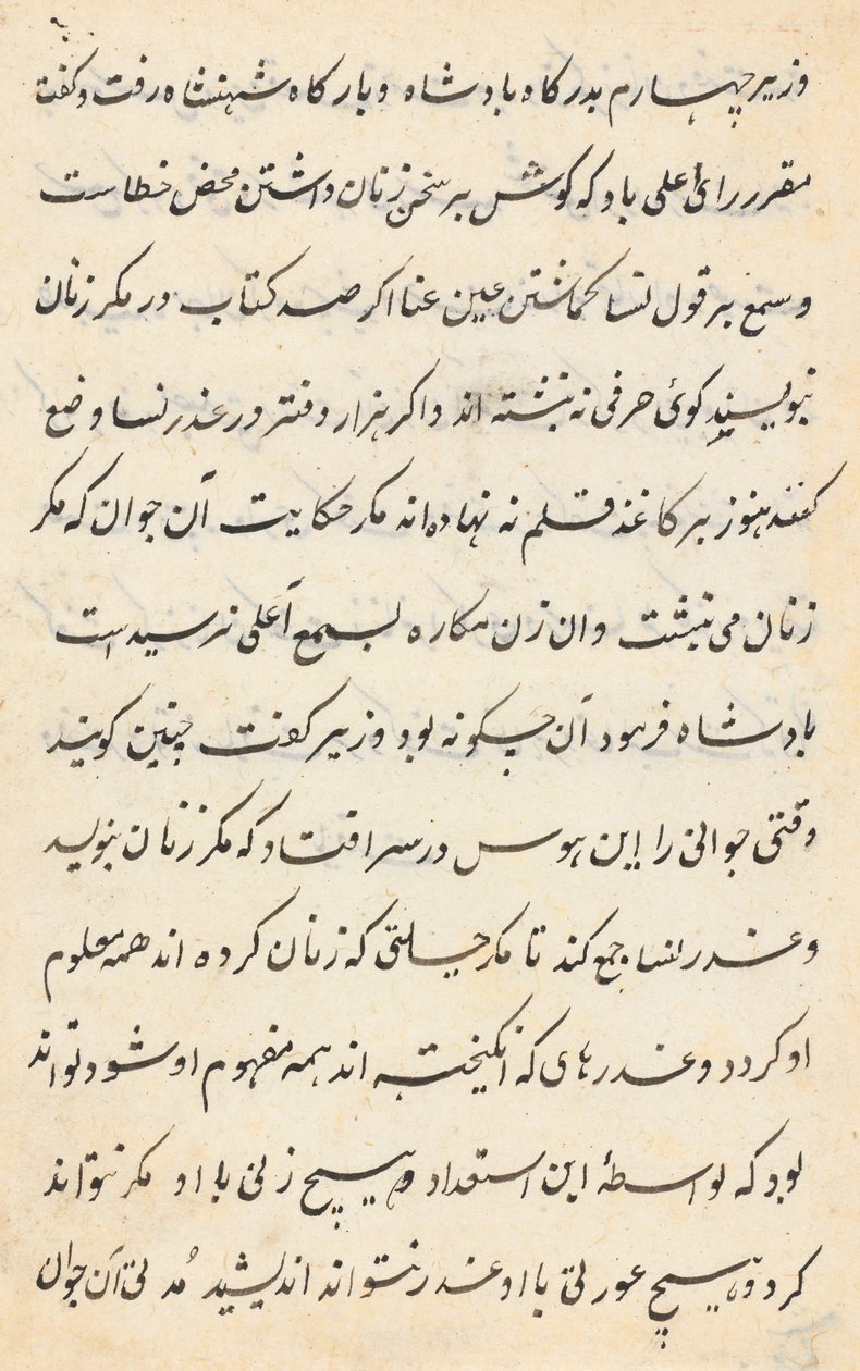 Seite aus Geschichten eines Papageis Tuti-nama: Textseite, ca. 1560 von Unbekannt