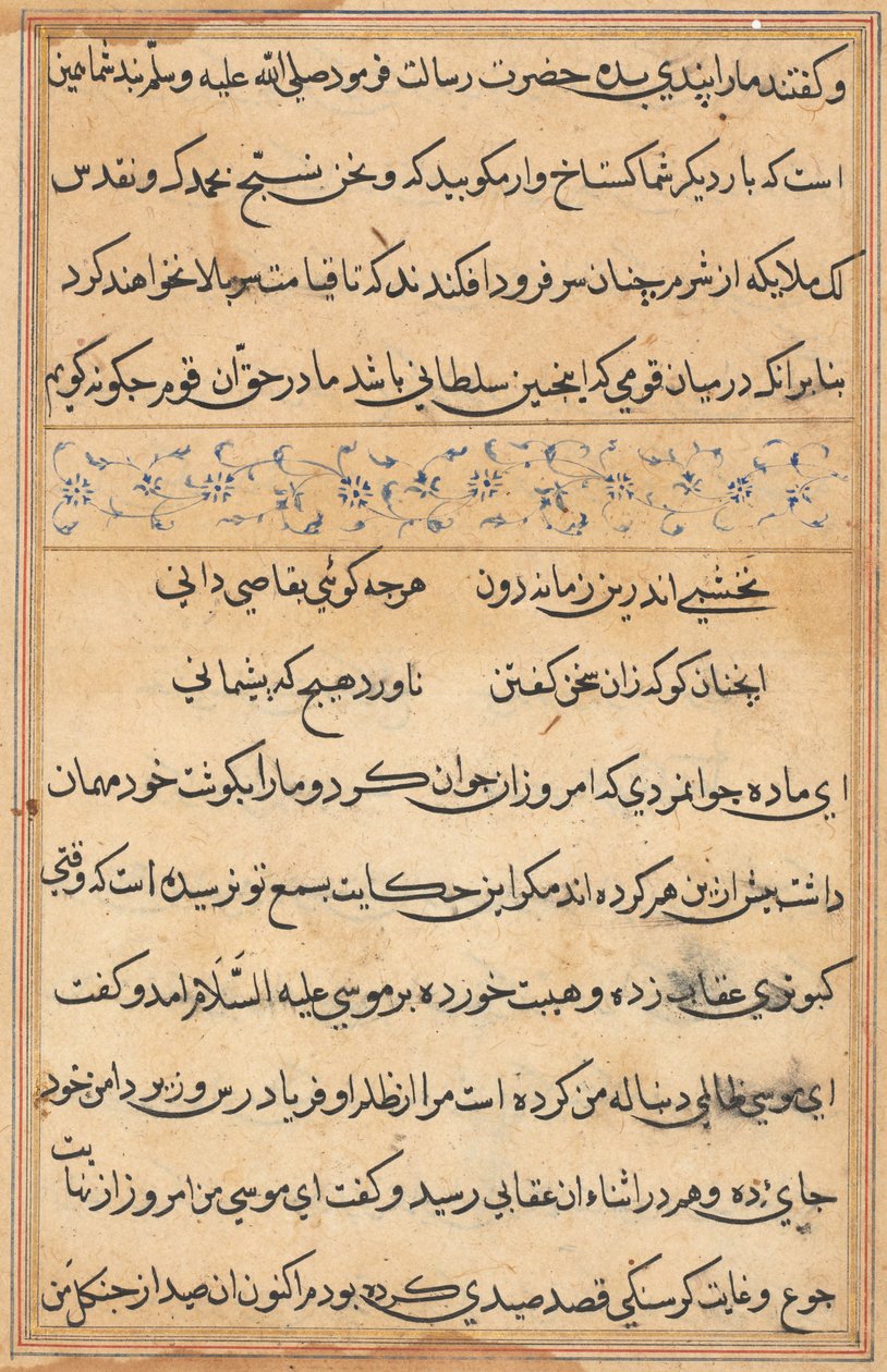 Seite aus Geschichten eines Papageis Tuti-nama: Textseite, ca. 1560 von Unbekannt