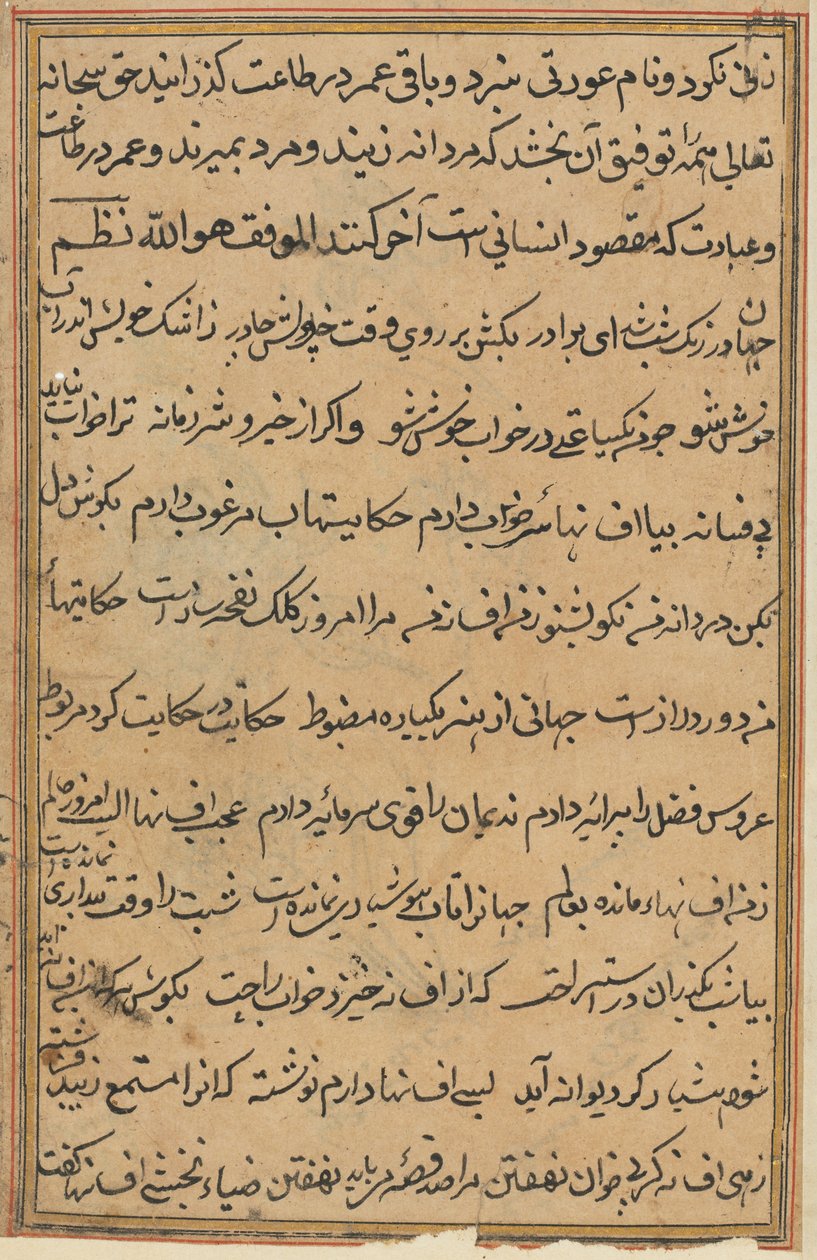 Seite aus den Geschichten eines Papageis Tuti-nama: Textseite, ca. 1560 von Unbekannt