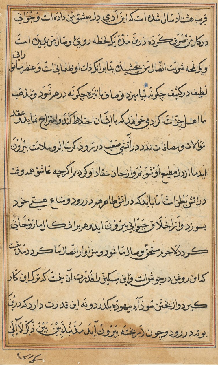 Seite aus den Geschichten eines Papageis Tuti-nama: Textseite, ca. 1560 von Unbekannt