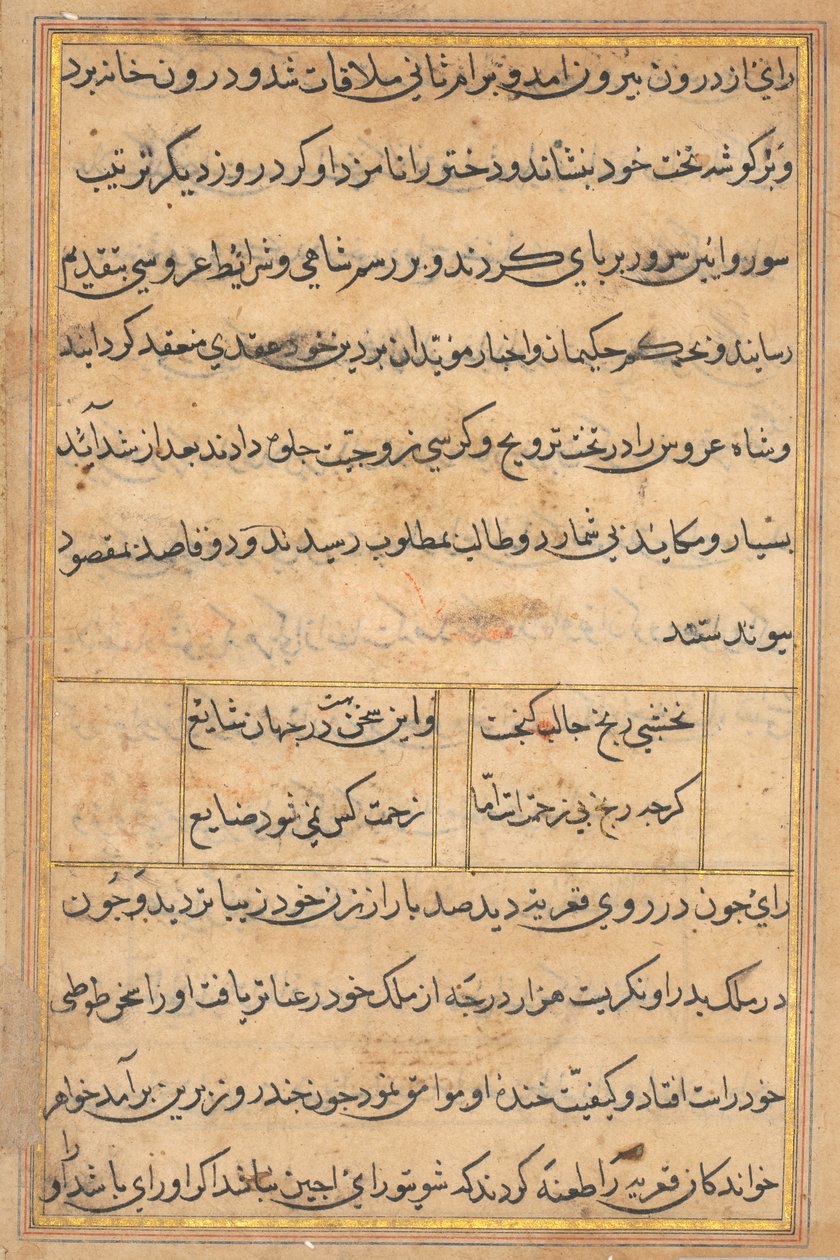 Seite aus Geschichten eines Papageis Tuti-nama: Textseite, ca. 1560 von Unbekannt