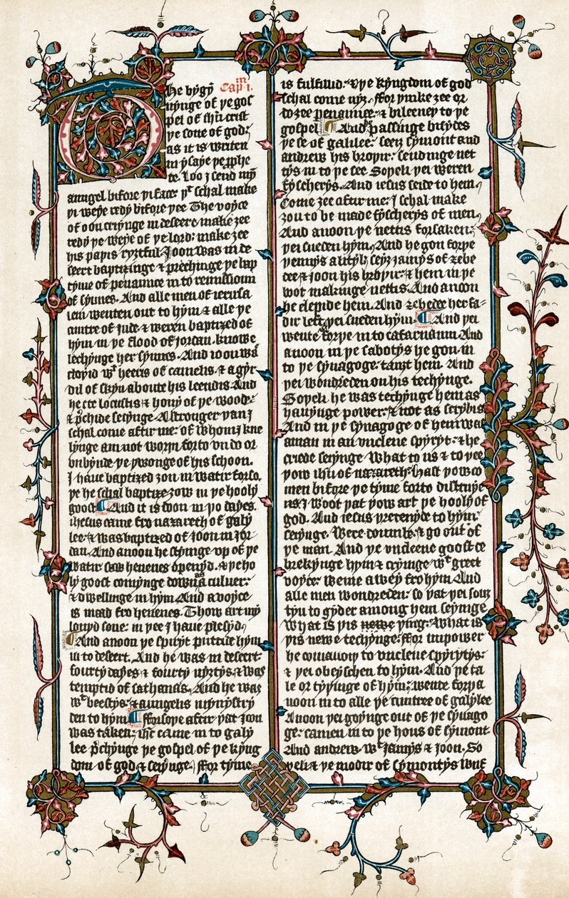 Seite aus Wycliffes Übersetzung der Bibel ins Englische, um 1400 von Unbekannt